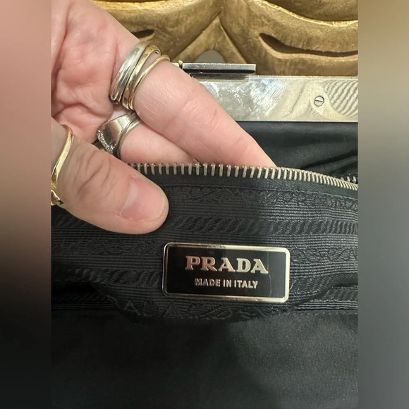 Prada Tessuto Nylon and Leather Frame Satchel Black EUC - Picture 13 of 16